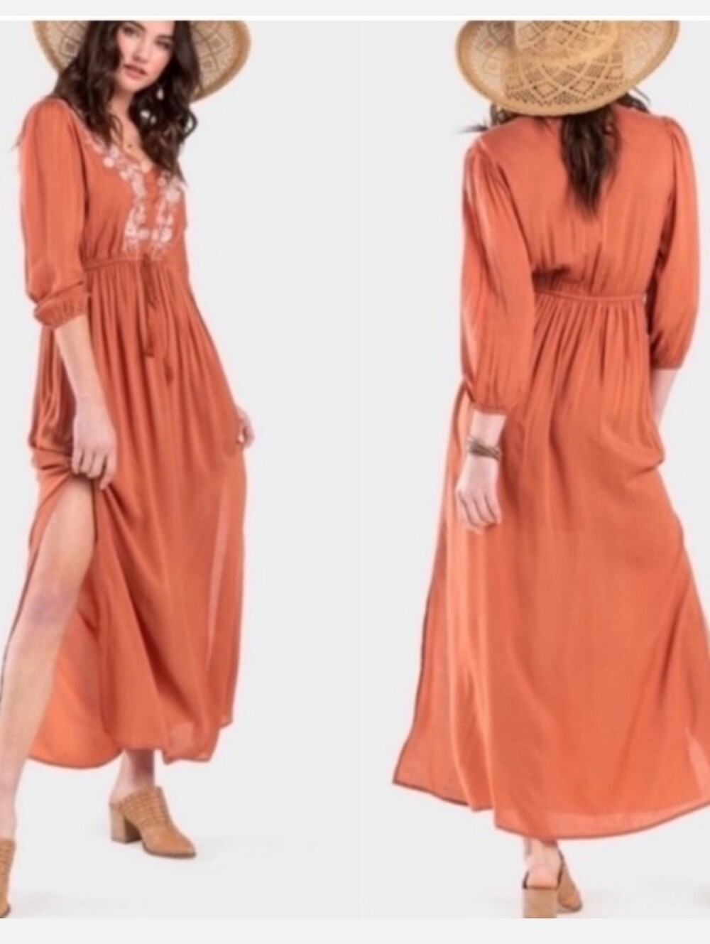 Boho Maxi Dress Franceacas Blue Rain Embroidered